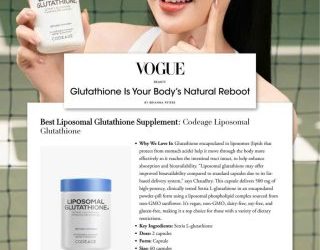 Tạp chí Vogue danh tiếng đã bình chọn Glutathione của Codeage trong Top 7 sản phẩm Glutathione đáng mua.